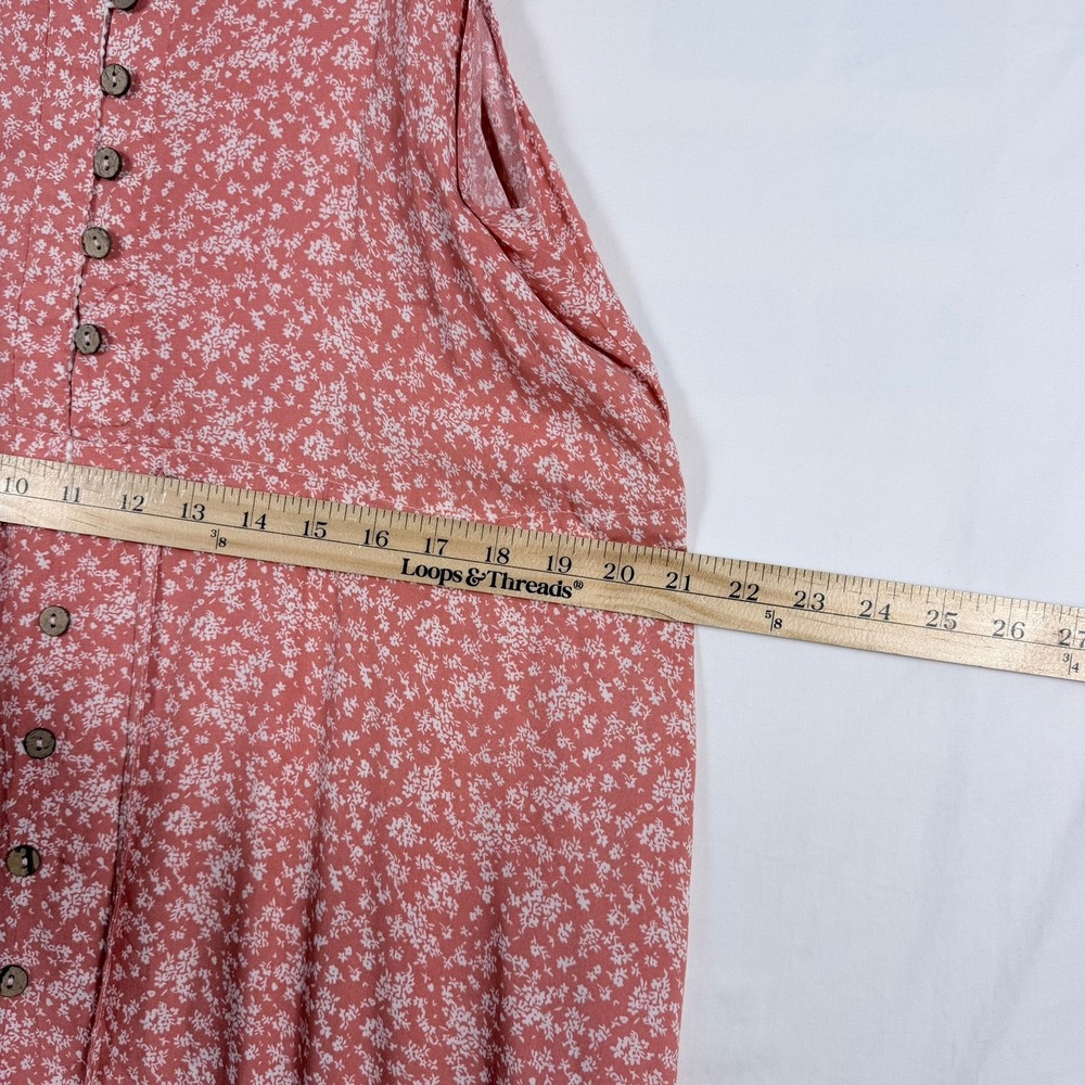 Floral Rose Pink Maxi Dress XL Drawstring Waist Soft Feminine Cottage Country - Picture 8 of 9